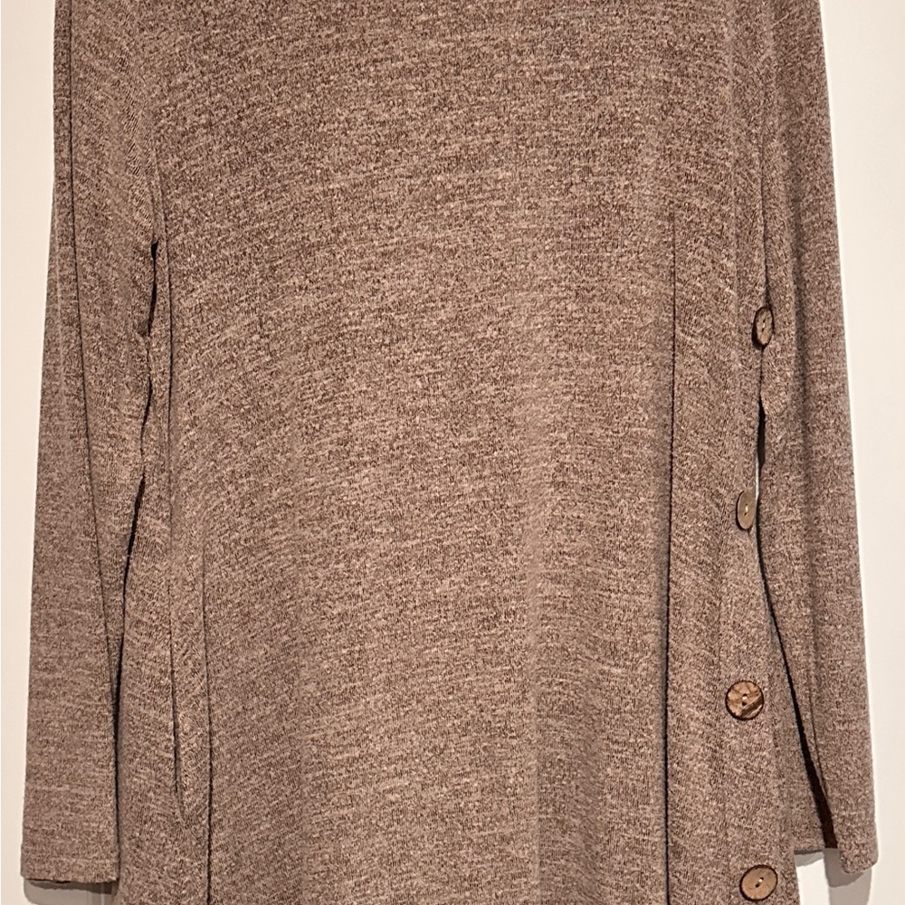 Taupe Knit Sweater with Button Accents